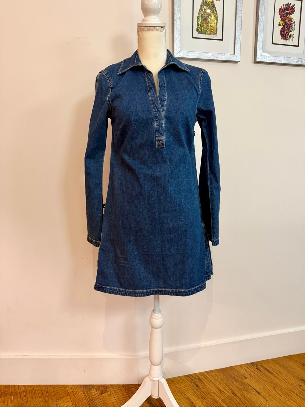 cinq a sept Dark Indigo Denim Shirt Mini Dress